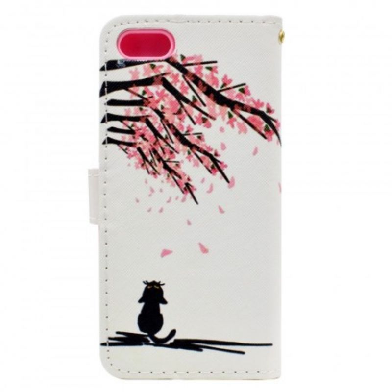 Læder Cover Huawei Y5 2018 Pink Trægrene