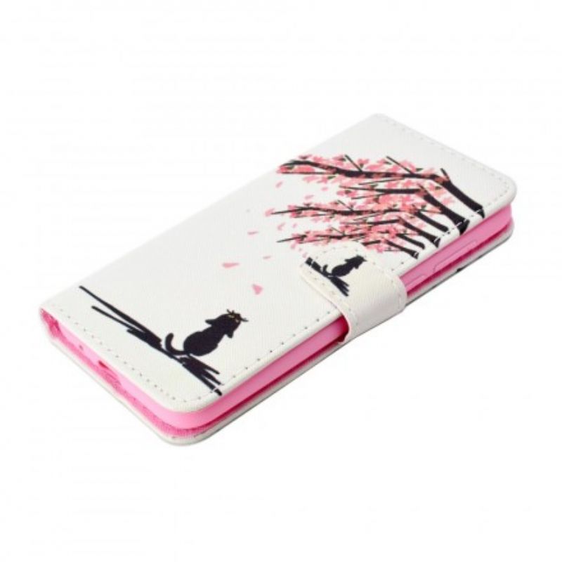 Læder Cover Huawei Y5 2018 Pink Trægrene