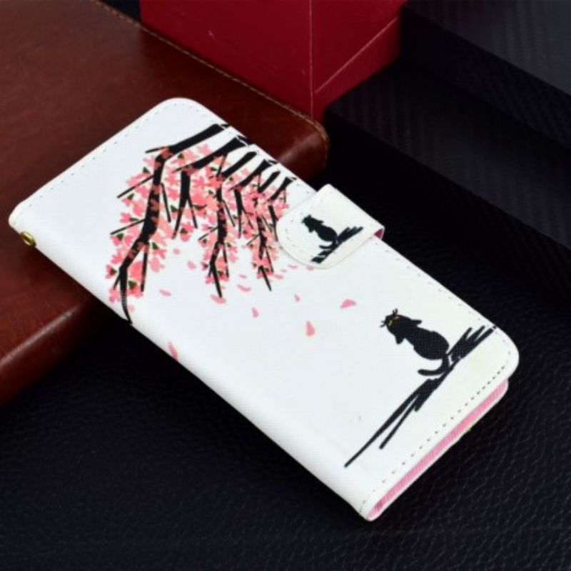 Læder Cover Huawei Y5 2018 Pink Trægrene