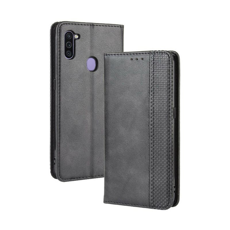 Cover Samsung Galaxy M11 Flip Cover Styliseret Vintage Lædereffekt