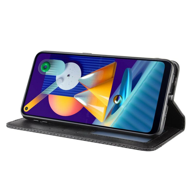 Cover Samsung Galaxy M11 Flip Cover Styliseret Vintage Lædereffekt