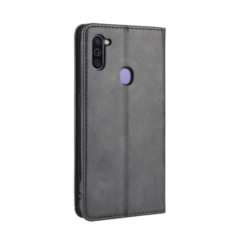 Cover Samsung Galaxy M11 Flip Cover Styliseret Vintage Lædereffekt