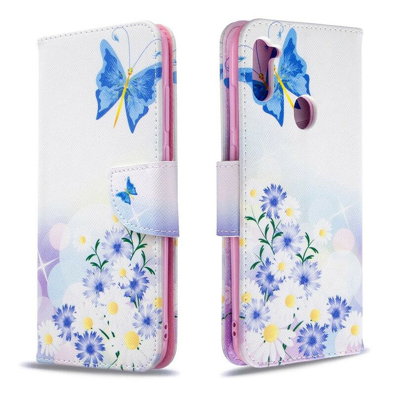 Flip Cover Samsung Galaxy M11 Malede Sommerfugle Og Blomster