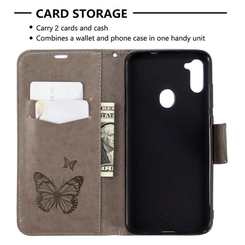 Flip Cover Samsung Galaxy M11 Sommerfugle På Flugt Med Snor