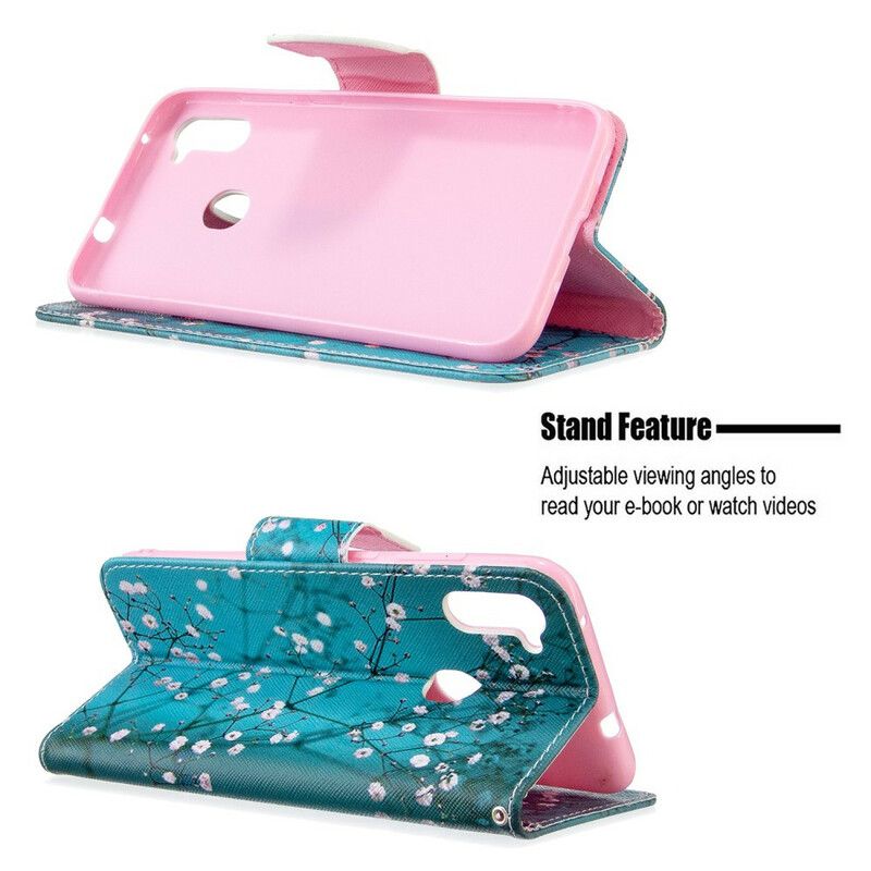 Læder Cover Samsung Galaxy M11 Blomstrende Træ