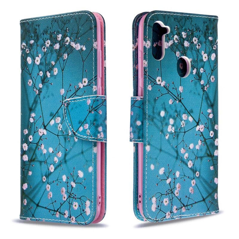 Læder Cover Samsung Galaxy M11 Blomstrende Træ