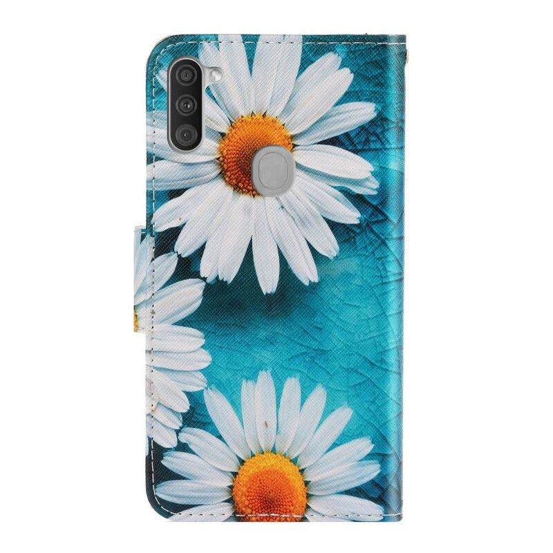 Læder Cover Samsung Galaxy M11 Med Snor Thong Tusindfryd