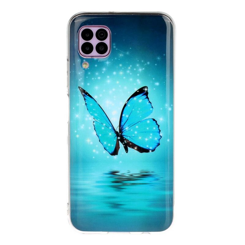 Cover Huawei P40 Lite Fluorescerende Blå Sommerfugl