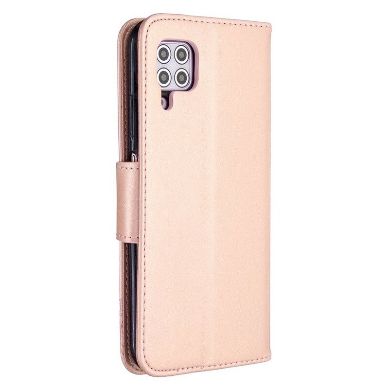 Læder Cover Huawei P40 Lite Med Snor Strappy Med Sommerfugletryk