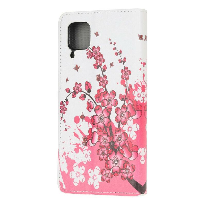 Læder Cover Huawei P40 Lite Tropiske Blomster
