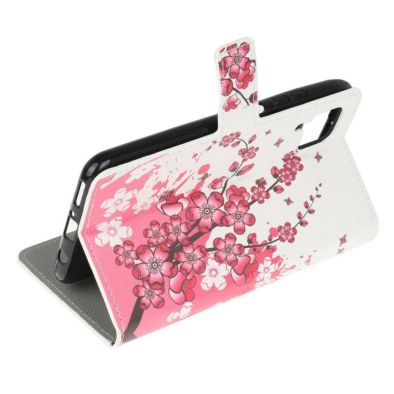 Læder Cover Huawei P40 Lite Tropiske Blomster