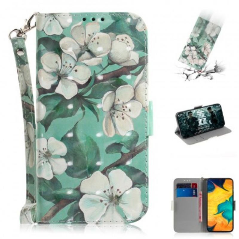 Flip Cover Samsung Galaxy A30 / A20 Med Snor Thong Blomstergren