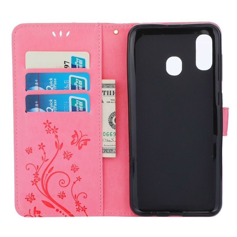 Flip Cover Samsung Galaxy A30 / A20 Sommerfugle Og Blomster