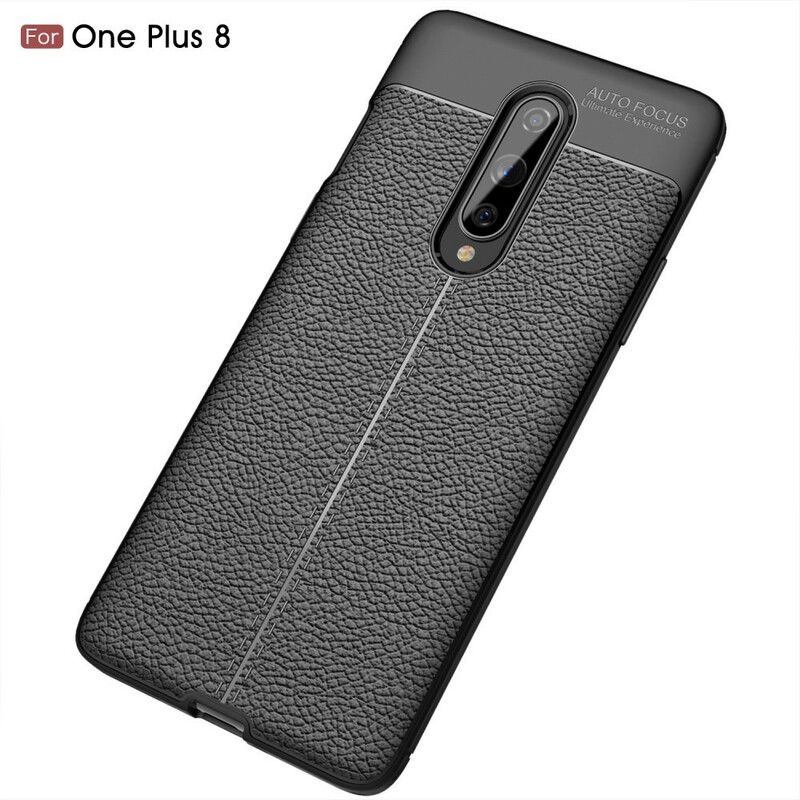 Cover OnePlus 8 Dobbelt Linje Litchi Lædereffekt