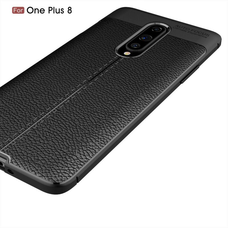 Cover OnePlus 8 Dobbelt Linje Litchi Lædereffekt