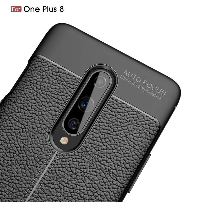 Cover OnePlus 8 Dobbelt Linje Litchi Lædereffekt