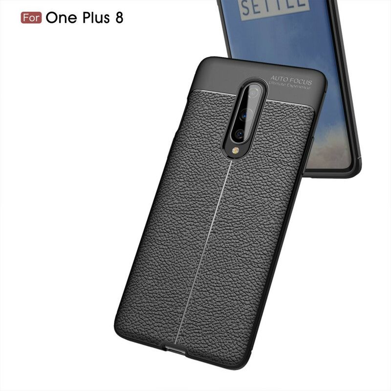 Cover OnePlus 8 Dobbelt Linje Litchi Lædereffekt