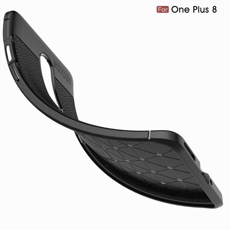 Cover OnePlus 8 Dobbelt Linje Litchi Lædereffekt