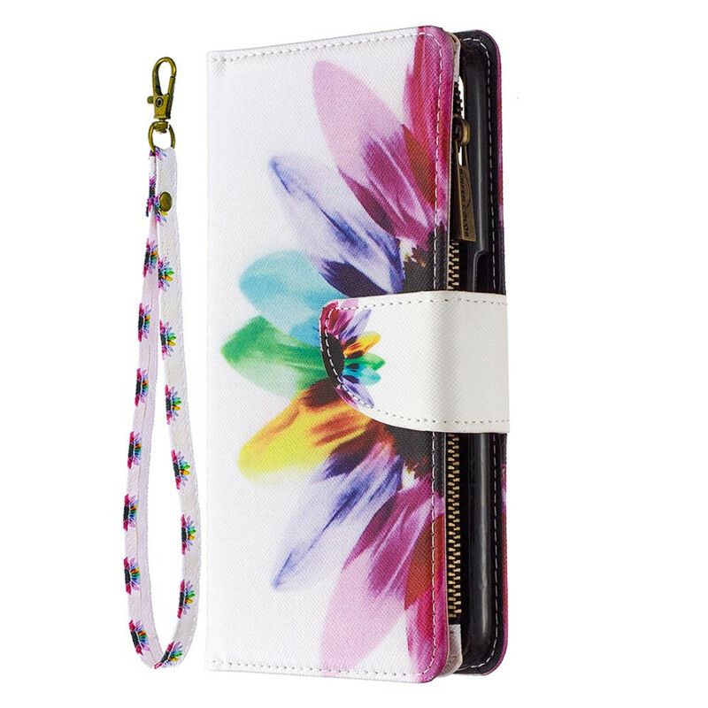Flip Cover Realme 6 Blomsterlomme Med Lynlås