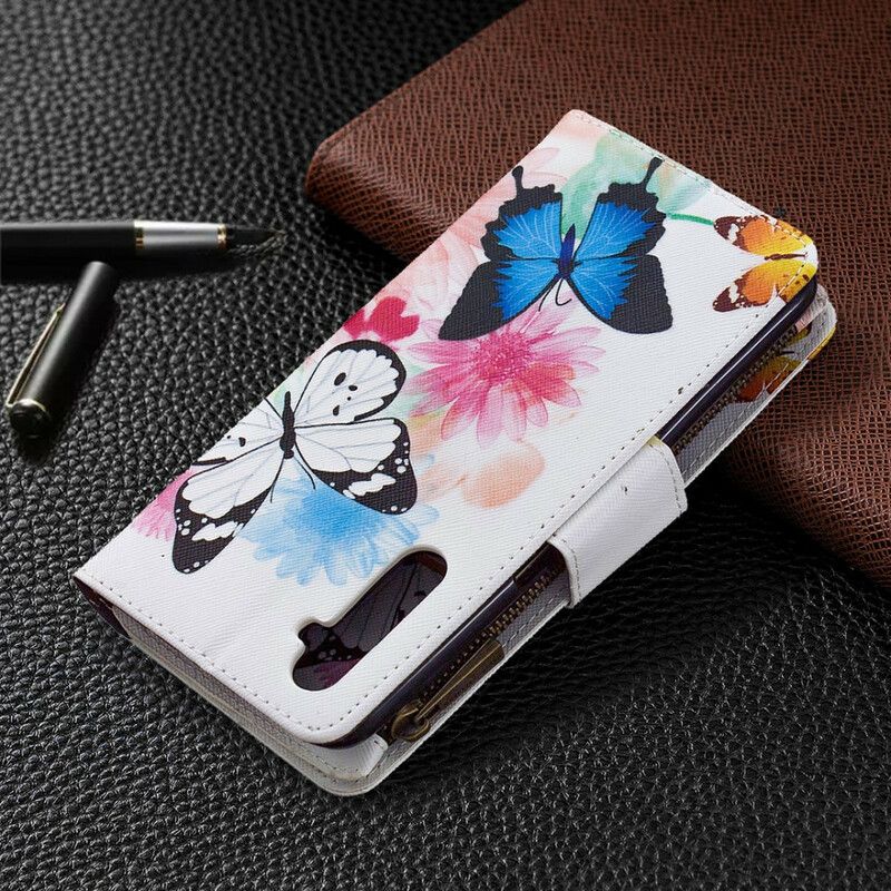 Flip Cover Realme 6 Sommerfugle Med Lynlåslomme