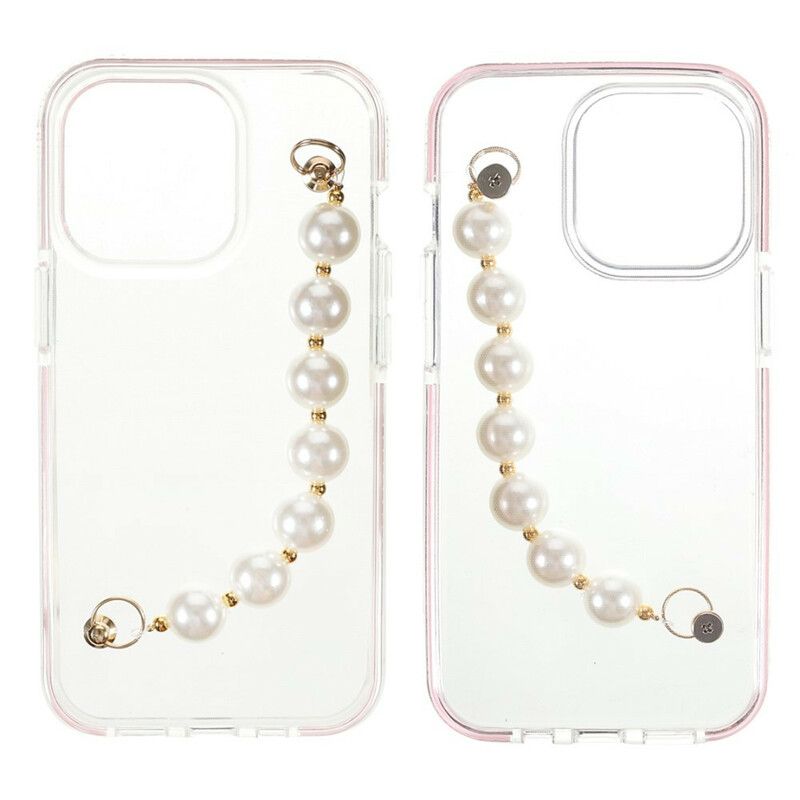 Cover iPhone 13 Pro Silicone Armbånd Perler