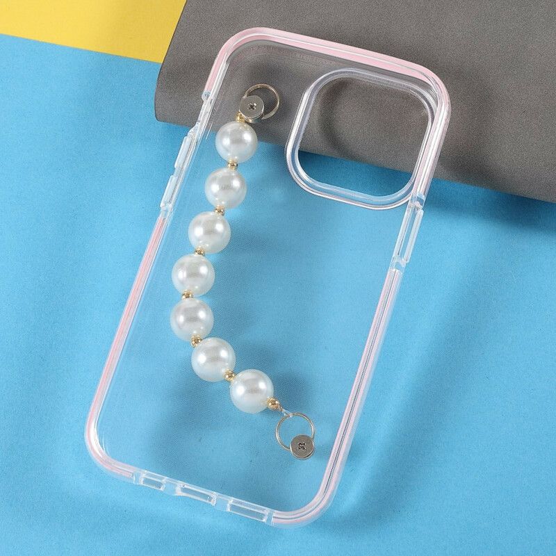 Cover iPhone 13 Pro Silicone Armbånd Perler