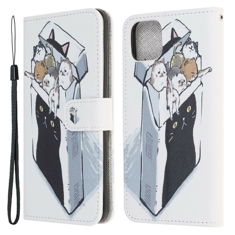 Flip Cover iPhone 13 Pro Med Snor Thong Cat Levering