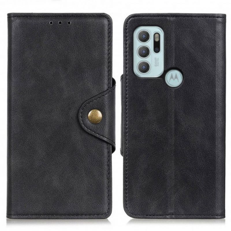 Læder Cover Moto G60S Imiteret Læderknap