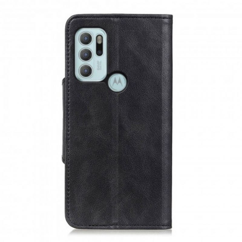 Læder Cover Moto G60S Imiteret Læderknap