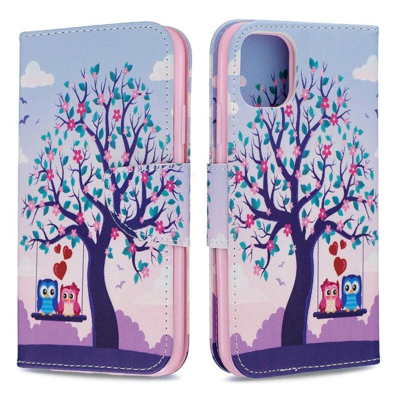 Læder Cover iPhone 11 Ugler På Gyngen