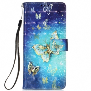 Flip Cover Samsung Galaxy S22 Ultra 5G Gylden Sommerfuglesnor