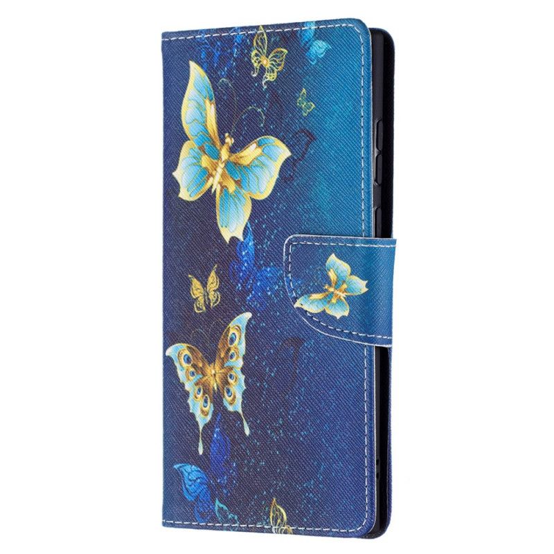 Flip Cover Samsung Galaxy S22 Ultra 5G Gyldne Sommerfugle