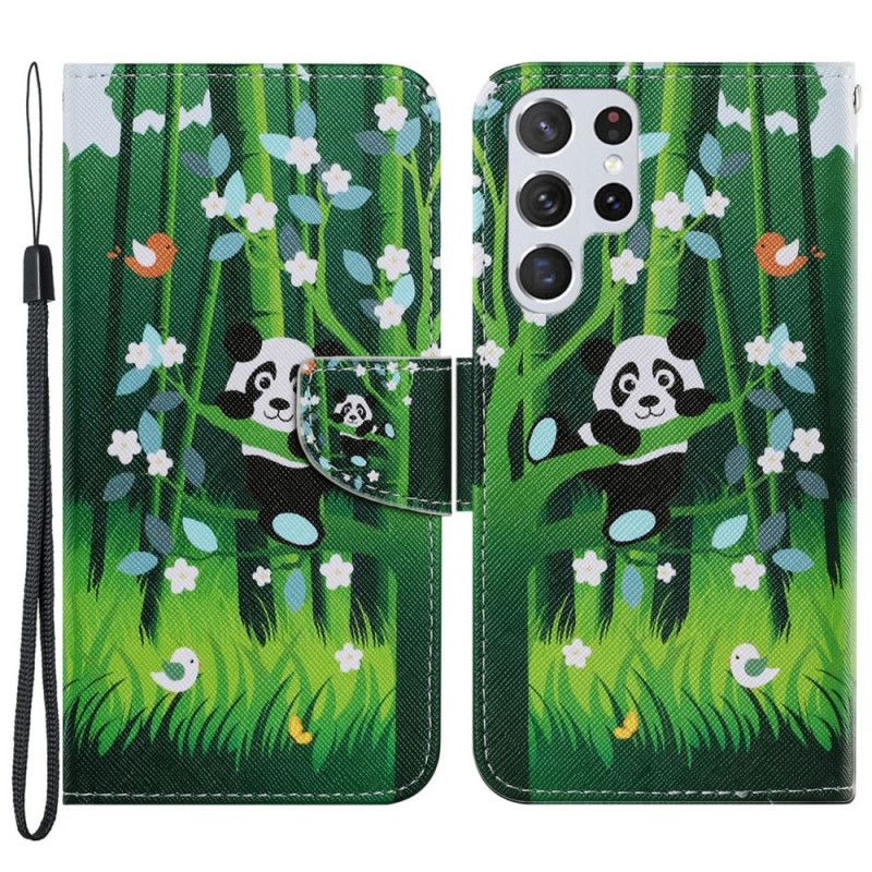 Flip Cover Samsung Galaxy S22 Ultra 5G Panda Walk
