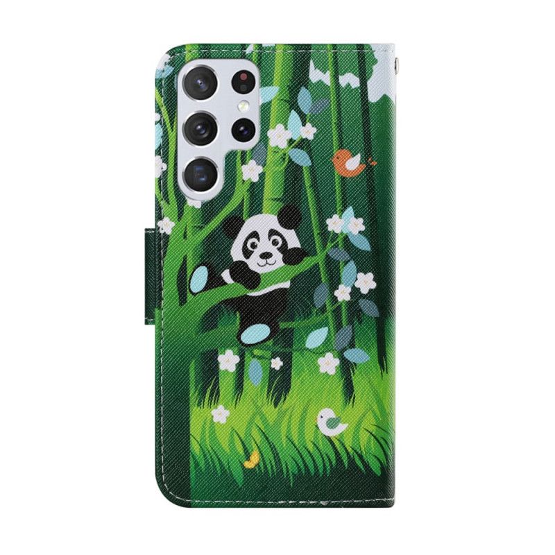 Flip Cover Samsung Galaxy S22 Ultra 5G Panda Walk