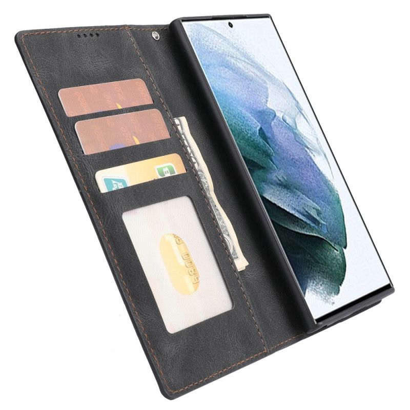 Flip Cover Samsung Galaxy S22 Ultra 5G Vintage Couture Kunstlæder