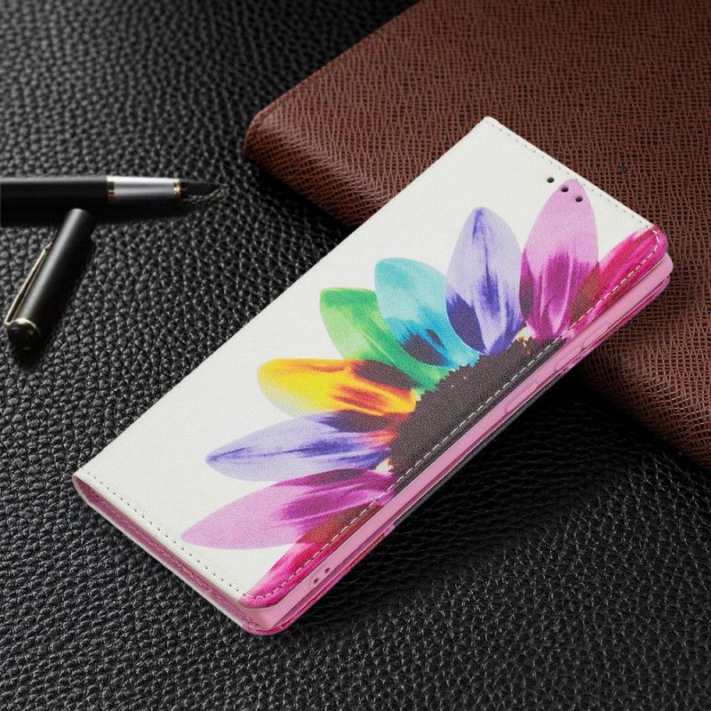 Læder Cover Samsung Galaxy S22 Ultra 5G Akvarelblomst