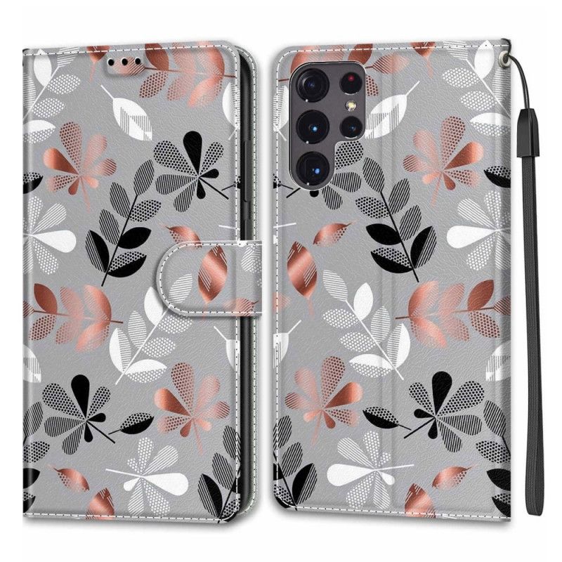 Læder Cover Samsung Galaxy S22 Ultra 5G Blade Med Snor