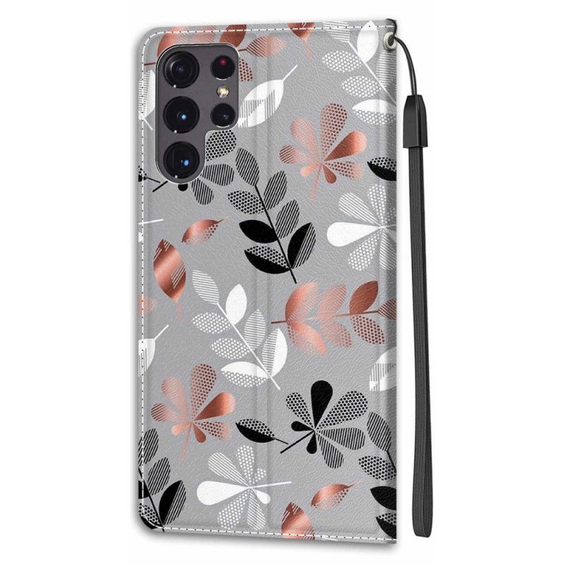 Læder Cover Samsung Galaxy S22 Ultra 5G Blade Med Snor