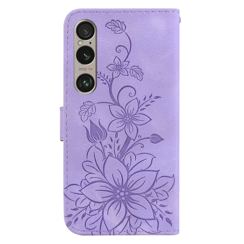 Flip Cover Til Sony Xperia 1 Vi Blomstermønster Med Rem