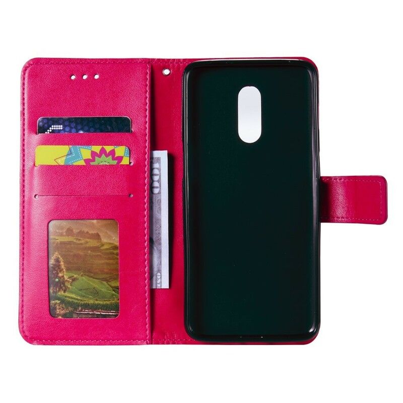 Flip Cover OnePlus 7 Med Snor Forelskede Strappy Ugler