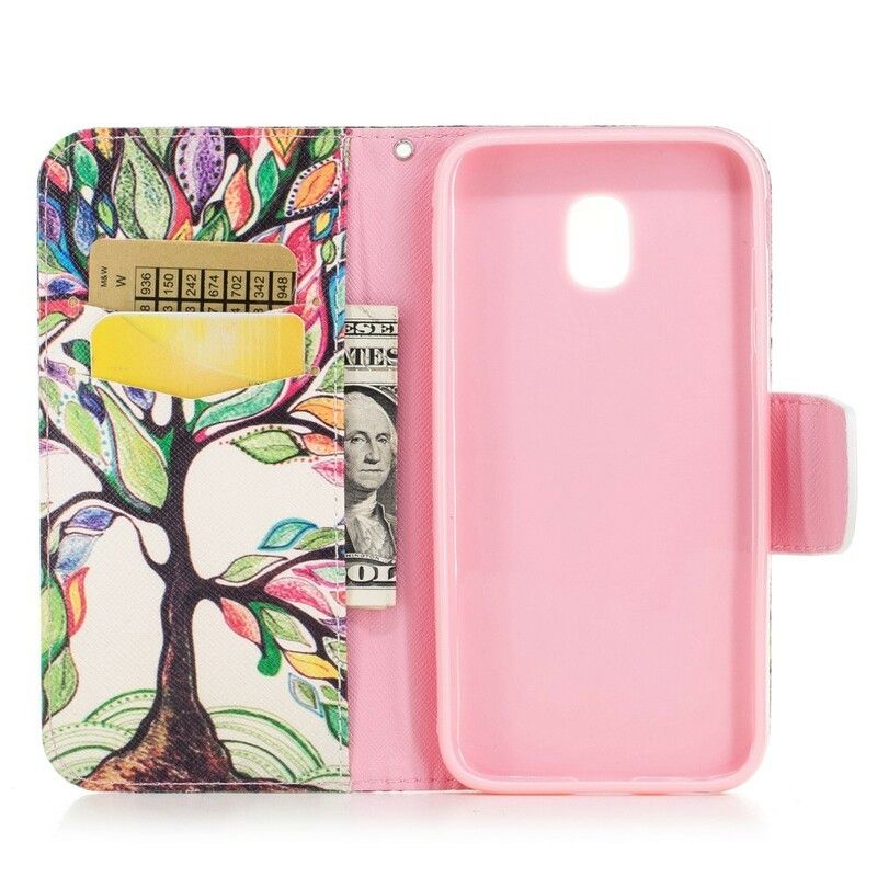 Flip Cover Samsung Galaxy J7 2017 Farvet Træ