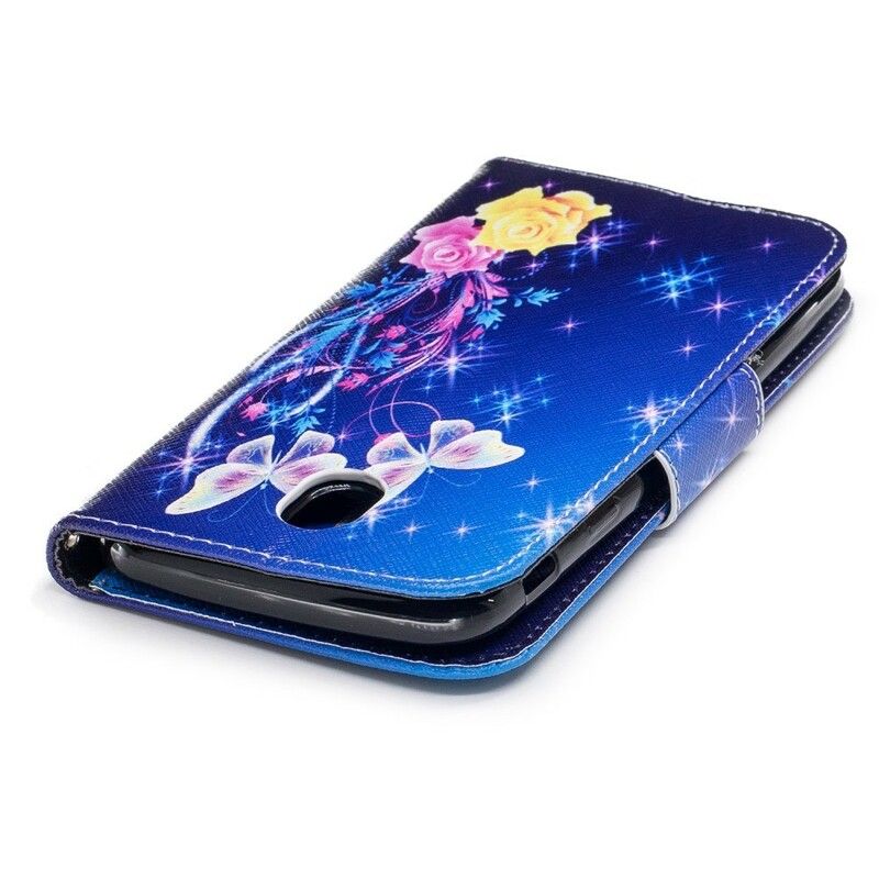 Flip Cover Samsung Galaxy J7 2017 Sommerfugle Om Natten