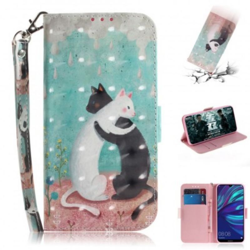 Flip Cover Huawei P30 Lite Med Snor Thong Cat Friends