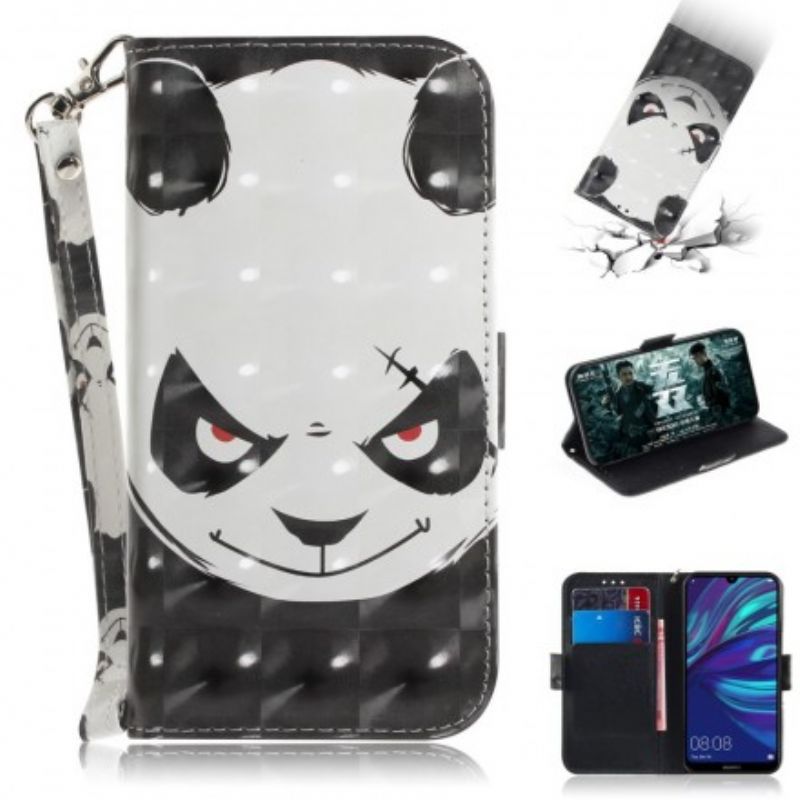 Flip Cover Huawei P30 Lite Med Snor Vred Panda Med Rem
