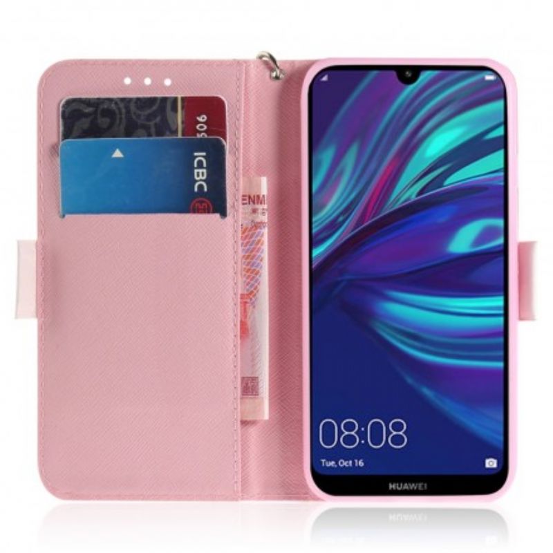 Læder Cover Huawei P30 Lite Med Snor Panda Love Med Rem