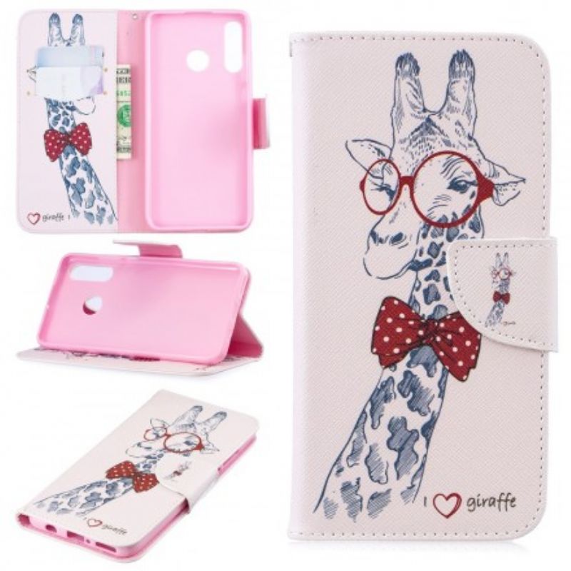 Læder Cover Huawei P30 Lite Nørdet Giraf