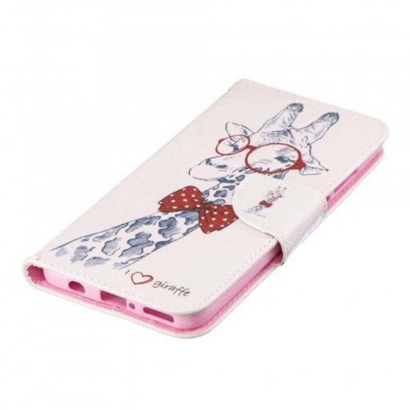 Læder Cover Huawei P30 Lite Nørdet Giraf