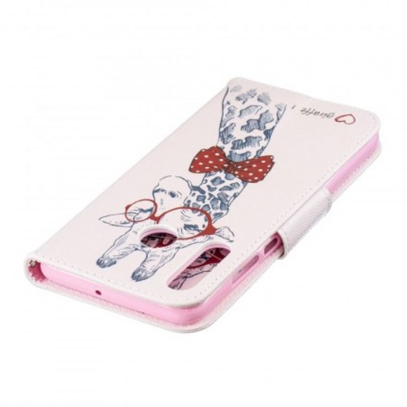 Læder Cover Huawei P30 Lite Nørdet Giraf