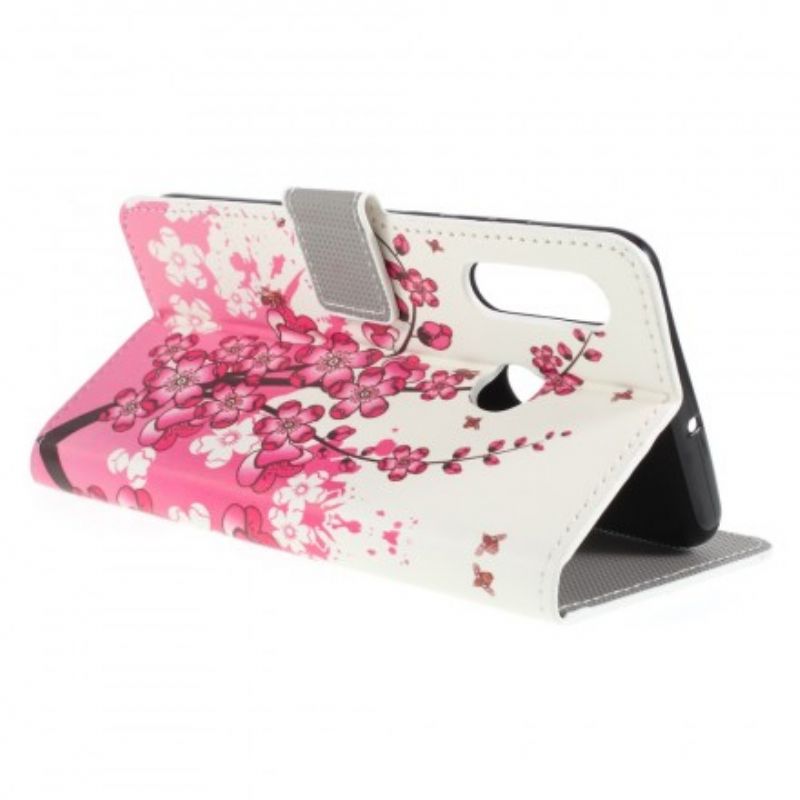Læder Cover Huawei P30 Lite Tropiske Blomster