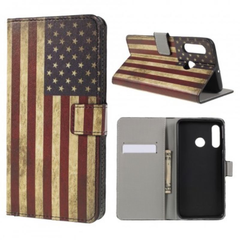 Læder Cover Huawei P30 Lite Usa Flag